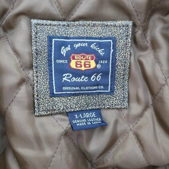 Route 66 Men's Dark Brown Leather Faux Fur Jacket Coat XL - Picture 3 of 6